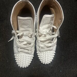 Christian Louboutin White Studded Lace-Up Boots